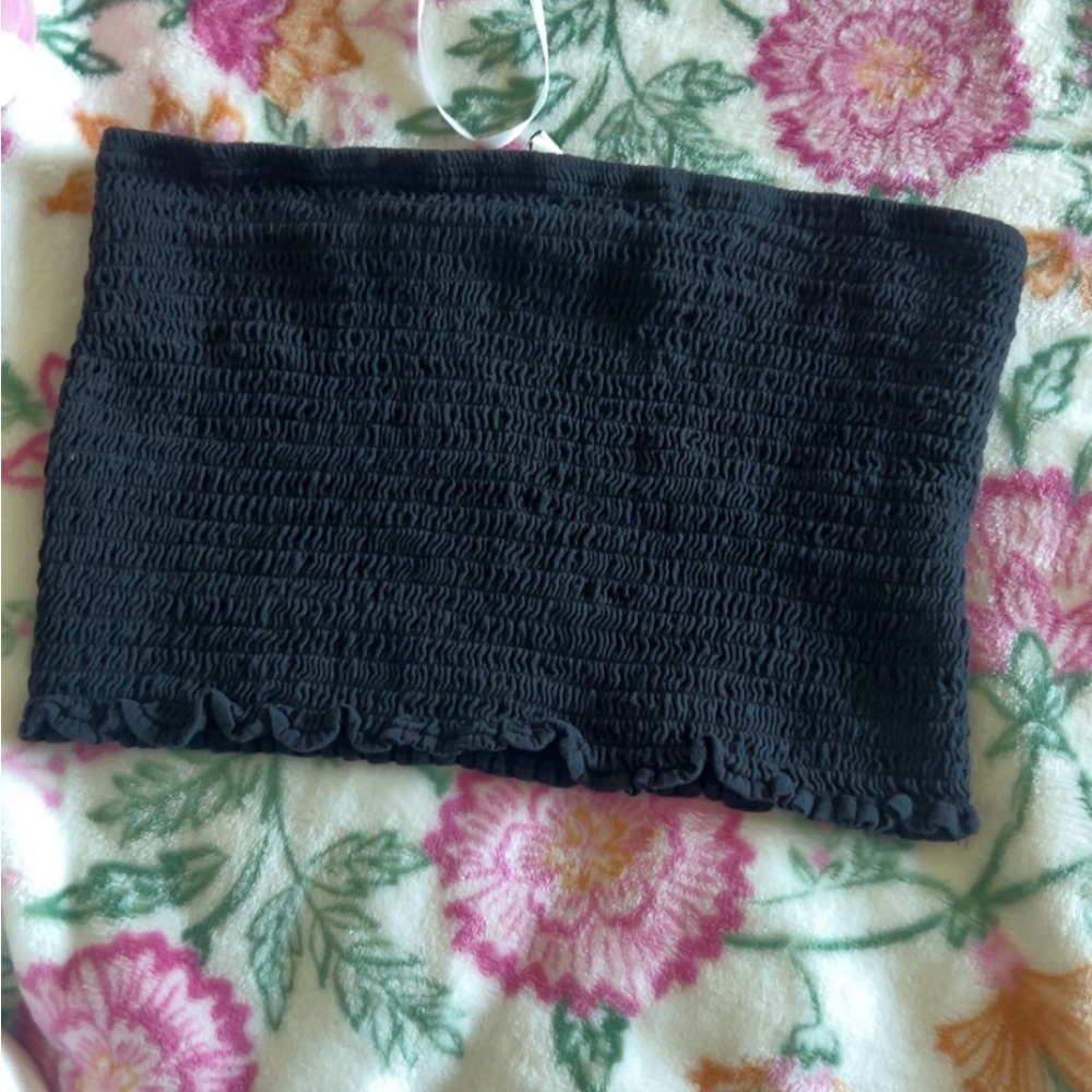 Express Charcoal Smocked Tube Top